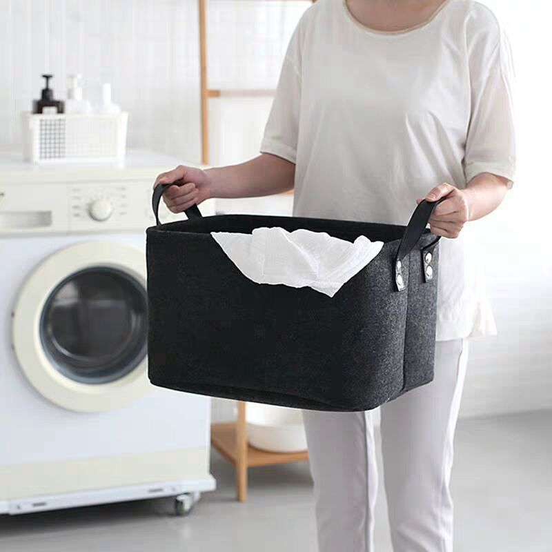 Wholesale foldable storage basket felt storage blue student desktop finishing bag anti-fall multifunctional storage box