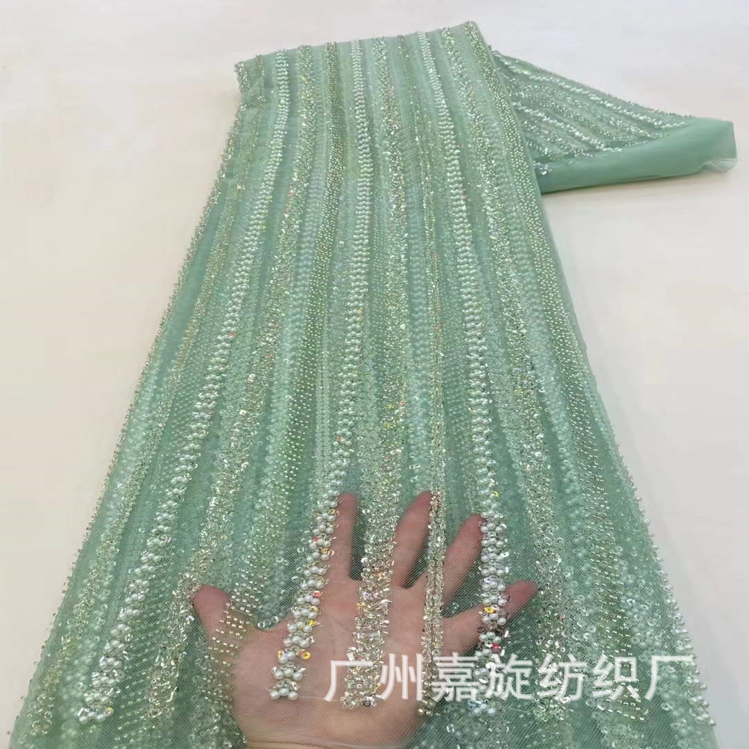 Simple straight striped beads sequins plus Pearl wedding dress fabric fashion clothing performance clothing fabric JX4050