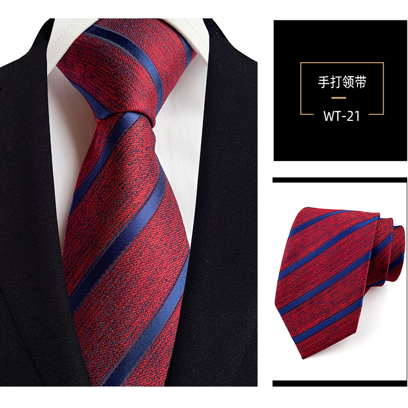 Picture of 8cm hand tie polyester yarn-dyed men's formal wear striped professional business suit accessories manufacturers in stock wholesale