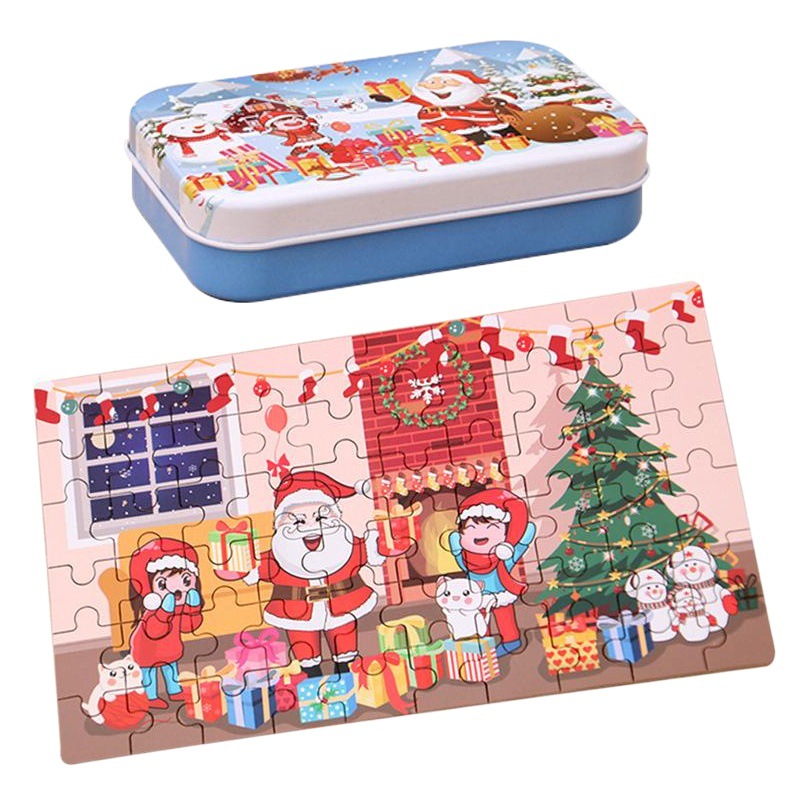 Christmas wooden diy small gift children's handmade Santa puzzle kindergarten gift prizes