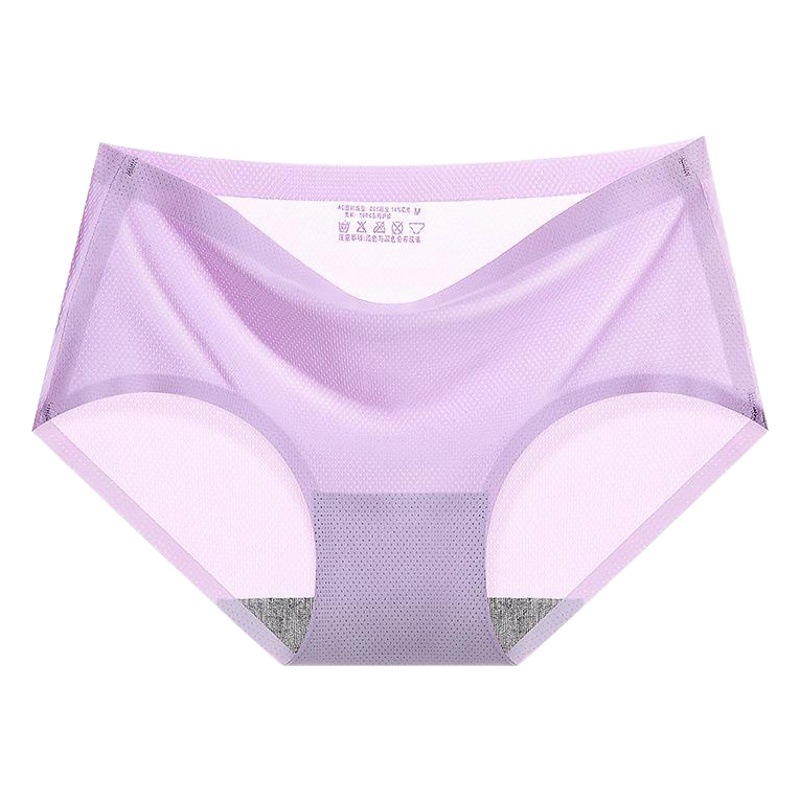 2023 New Summer Seamless Ice Silk Panties Feminine Mid-Waist Plus Size Breathable Mesh Women's Triangle Slim Fit