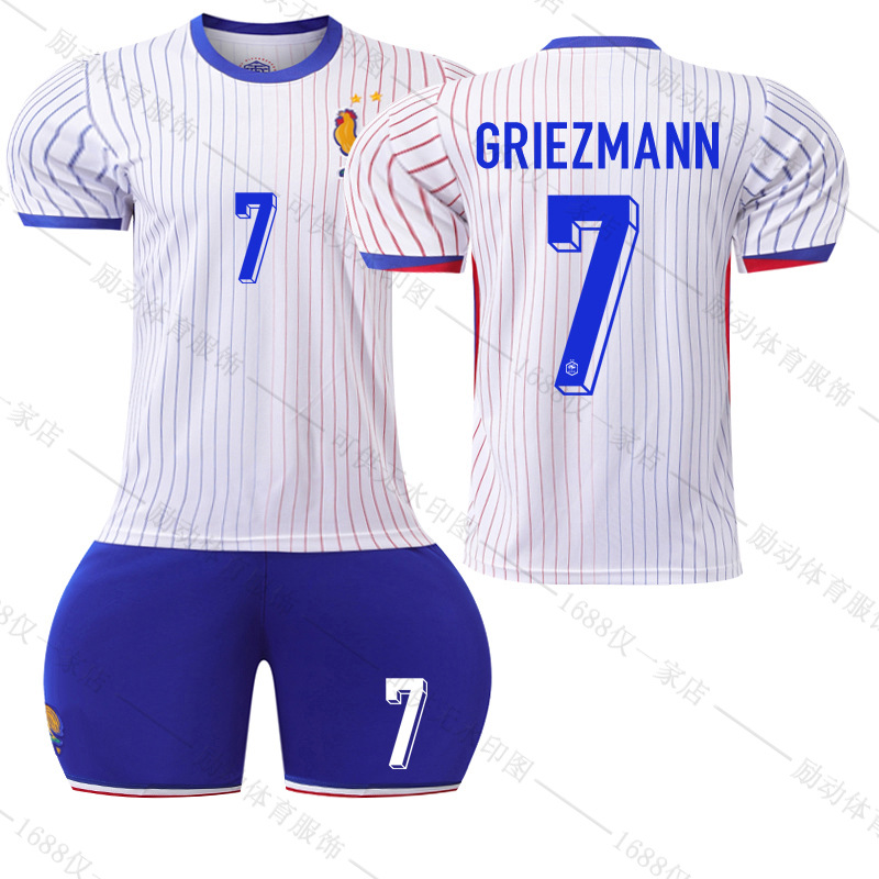 Picture of 2425 France away to the European Cup jersey No. 10 Mbappe football suit 7 Griezmann 9 Giroux team uniform