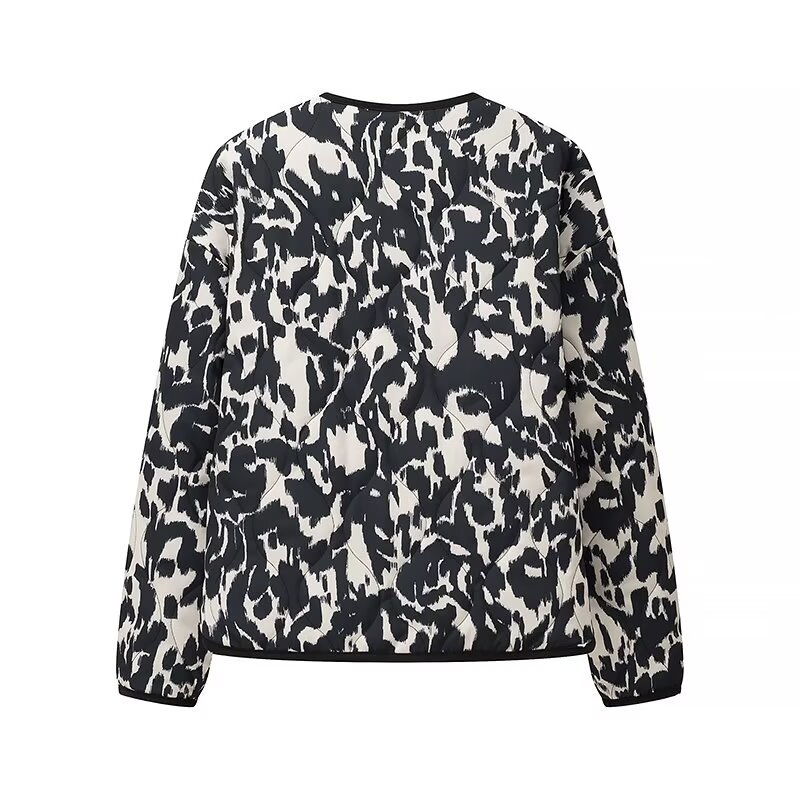 Picture of European and American style wholesale 2024 winter new animal print round neck loose casual long sleeve cotton-padded jacket jacket