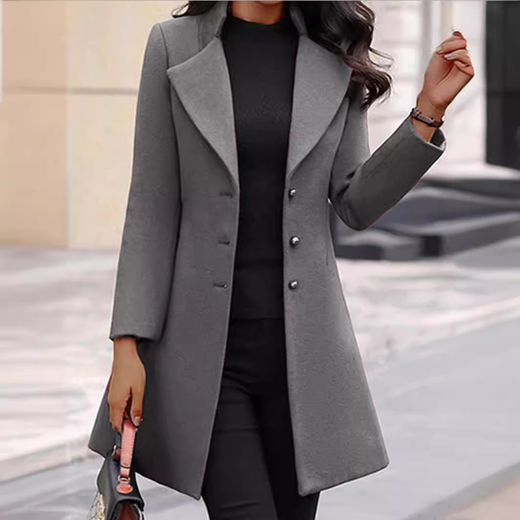 Picture of Cross-border Winter New Women's Coat Korean Slim-fit Mid-length Amazon European and American Women's Cross-border Woolen Coat