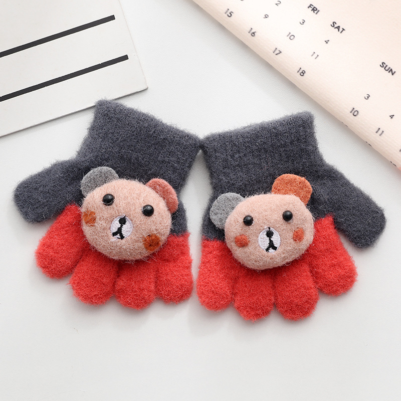 Picture of Children's Gloves Five Fingers Baby Autumn and Winter Cute Trendy Boys and Girls Students Thickened 1-3 Years Old 2 Warm Kids
