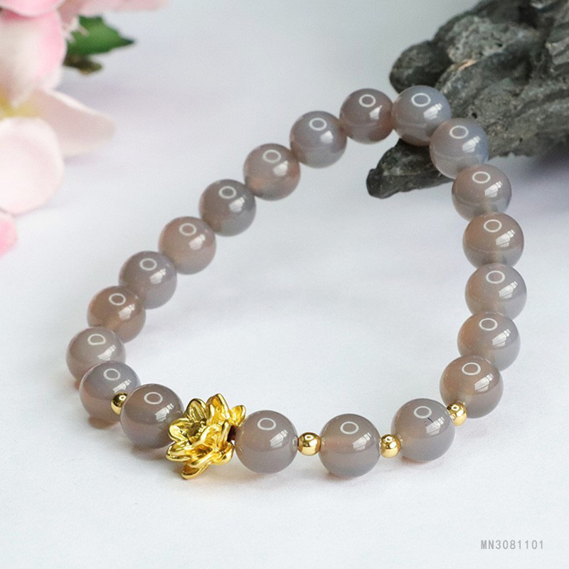 Picture of Yuyu natural smoke purple chalcedony bracelet lotus purple agate bracelet crystal jewelry factory wholesale MN3081101