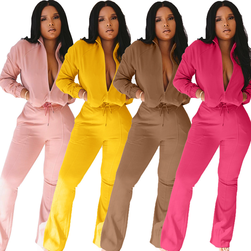 AG8077 independent station Amazon autumn and winter New European and American women's fashion casual zipper jumpsuit