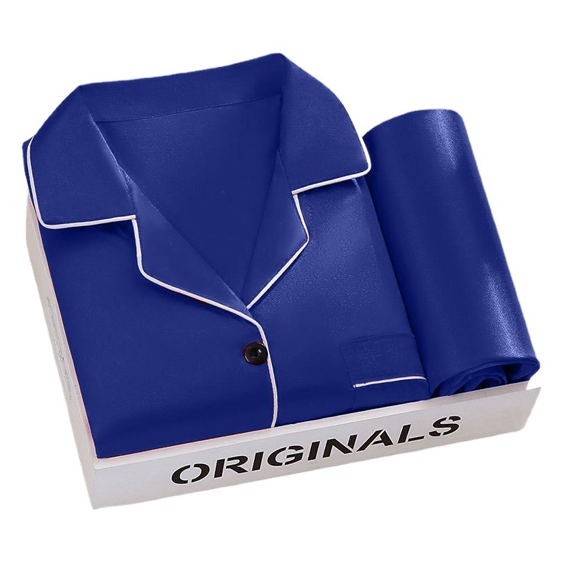 Spring and Autumn Men's Pajamas 2025 New Long Sleeve Thin Ice Silk Summer Youth Home Clothes Silk suit plus size