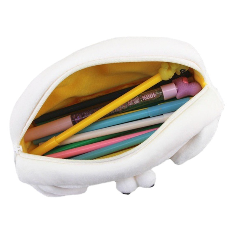 Large Capacity Milk Fu ins Wind Seagull Pencil Bag Funny Niche Pencil Bag Sand Sculpture Plush Stationery Bag Student Storage Box