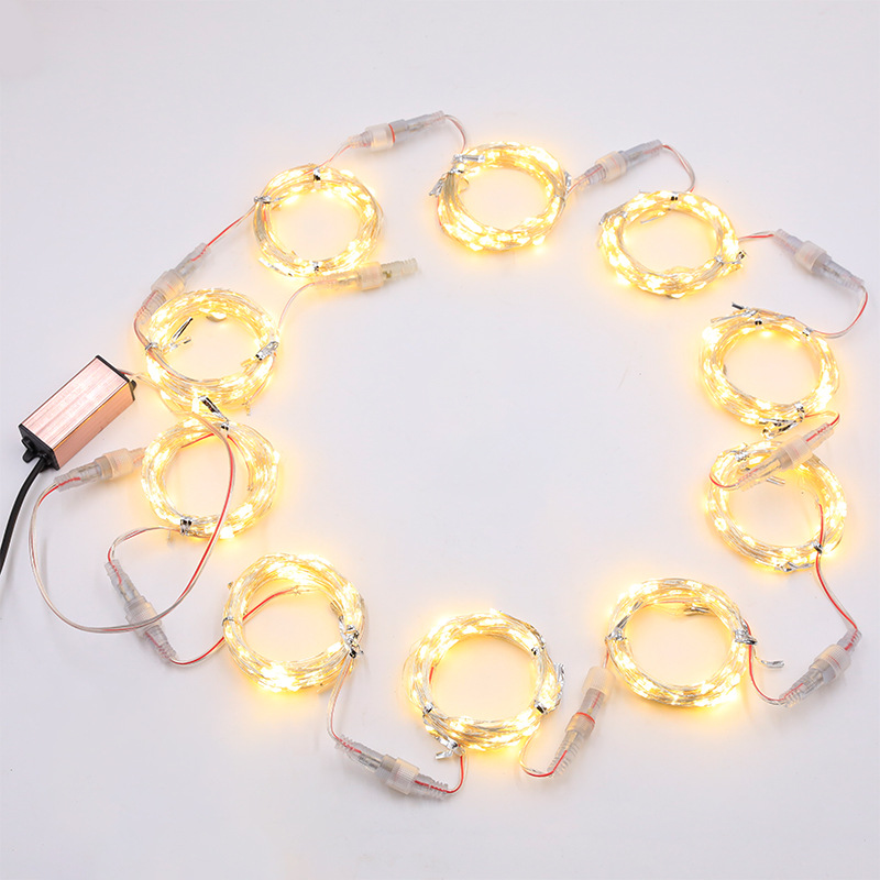 male and female plug electric copper wire lamp room decorative lamp flashing lamp valentine's day stall star net red copper wire lamp