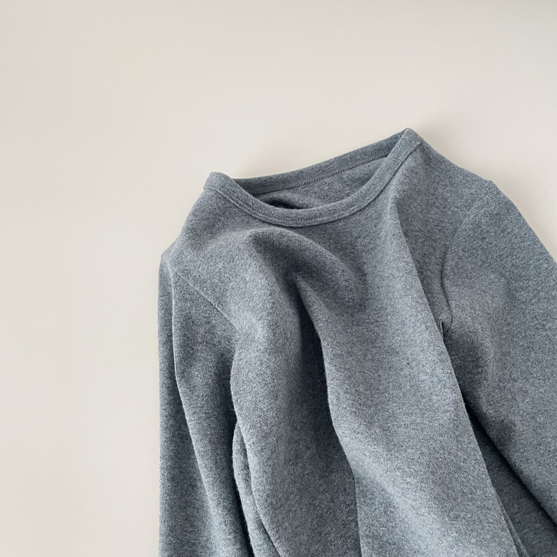 Picture of Children's Pure Cotton Thermal Underwear Boys' Bottoming Shirt Autumn and Winter Girls' Autumn Clothes Single-Piece Top Mid-Children's Half-High Collar Baby