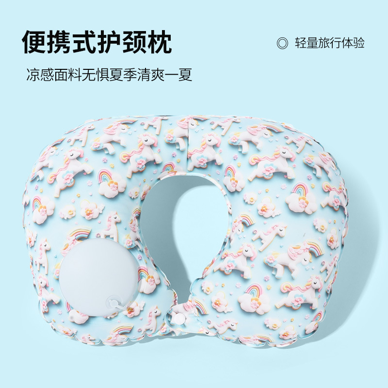 Picture of Inflatable U-shaped Pillow Cool Pressing Inflatable Pillow Travel Portable Neck Pillow Travel Sanbao Storage Pillow for Airplane