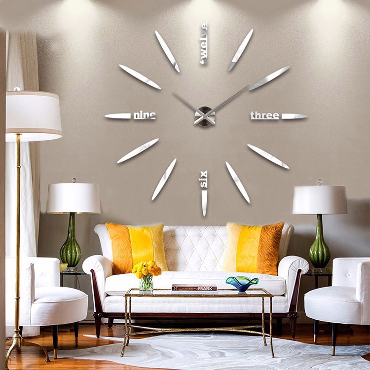 Nordic Spanish creative simple mute digital clock DIY mirror wall clock wall clock electronic clock Wall watch