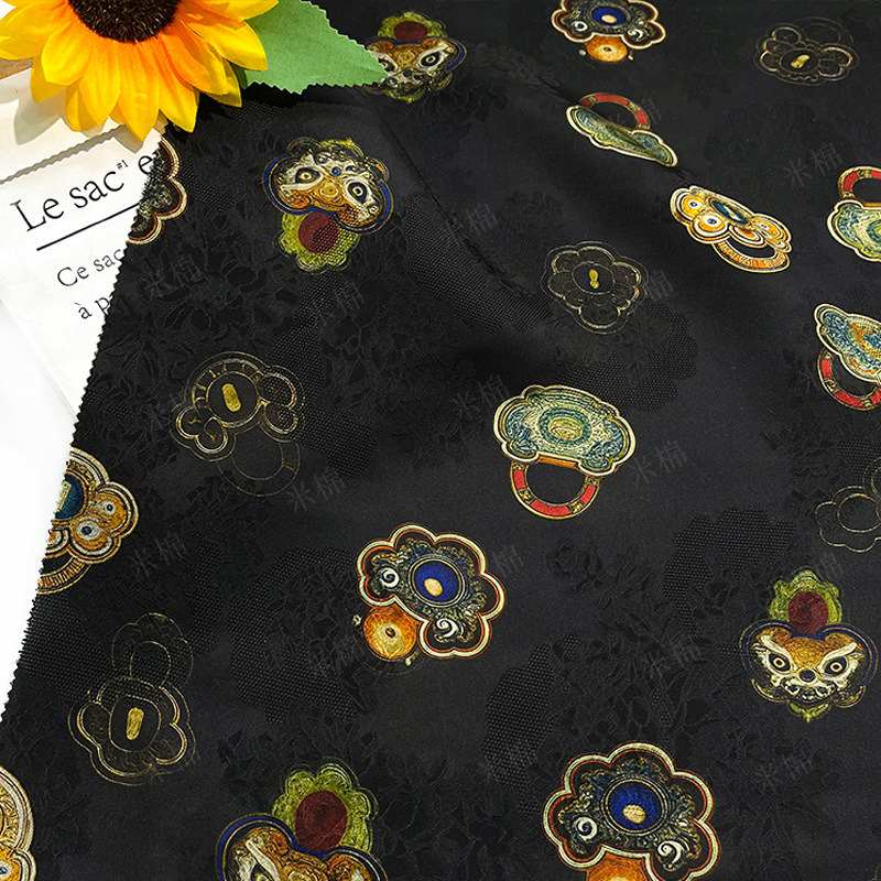Xiangrui lock pattern human silk jacquard fragrant cloud gauze fabric new Chinese style shirt vest cheongsam handmade fabric