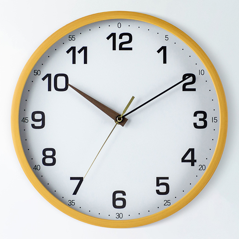 Modern simple imitation wood grain clock small fresh wall clock bedroom living room Fashion cross-border creative clock wholesale