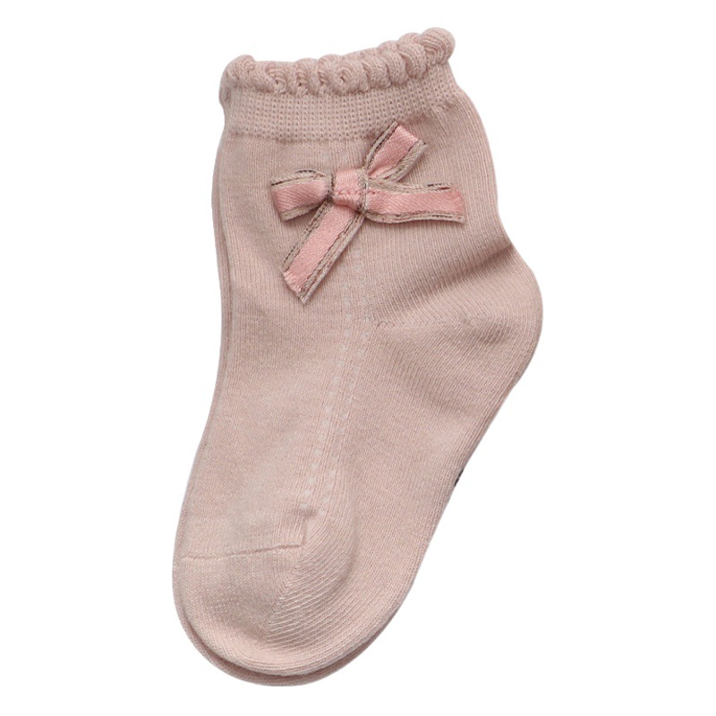 Korean Style Girls' Socks with Bubble Cuffs, Baby Socks with Fashionable Bowknots, Dance Socks for Children, Princess Breathable Sweat-Absorbent Socks