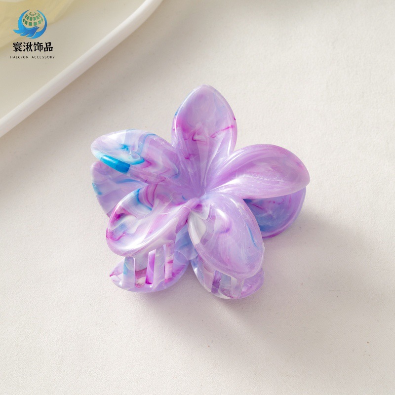 Picture of Cross-border egg flower clip large high-grade gradient Flower hairpin back head updo ponytail shark clip headdress