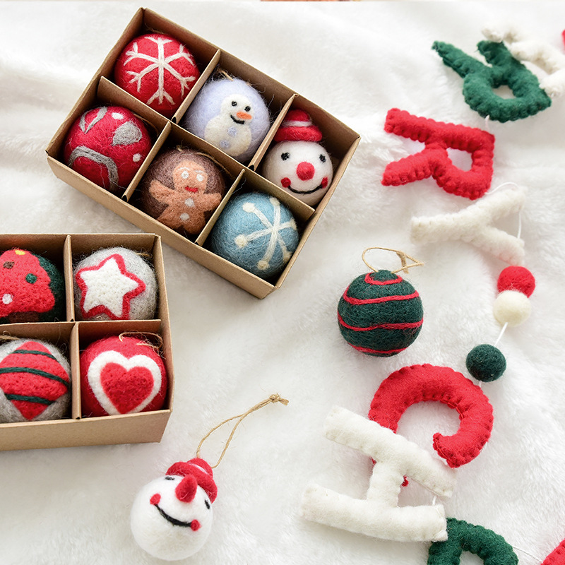 Picture of NUCHI Cross Border Christmas Decoration Wool Felt Snowflake Christmas Tree Decoration Ball Small Pendant Christmas Decoration Hanging Ornament