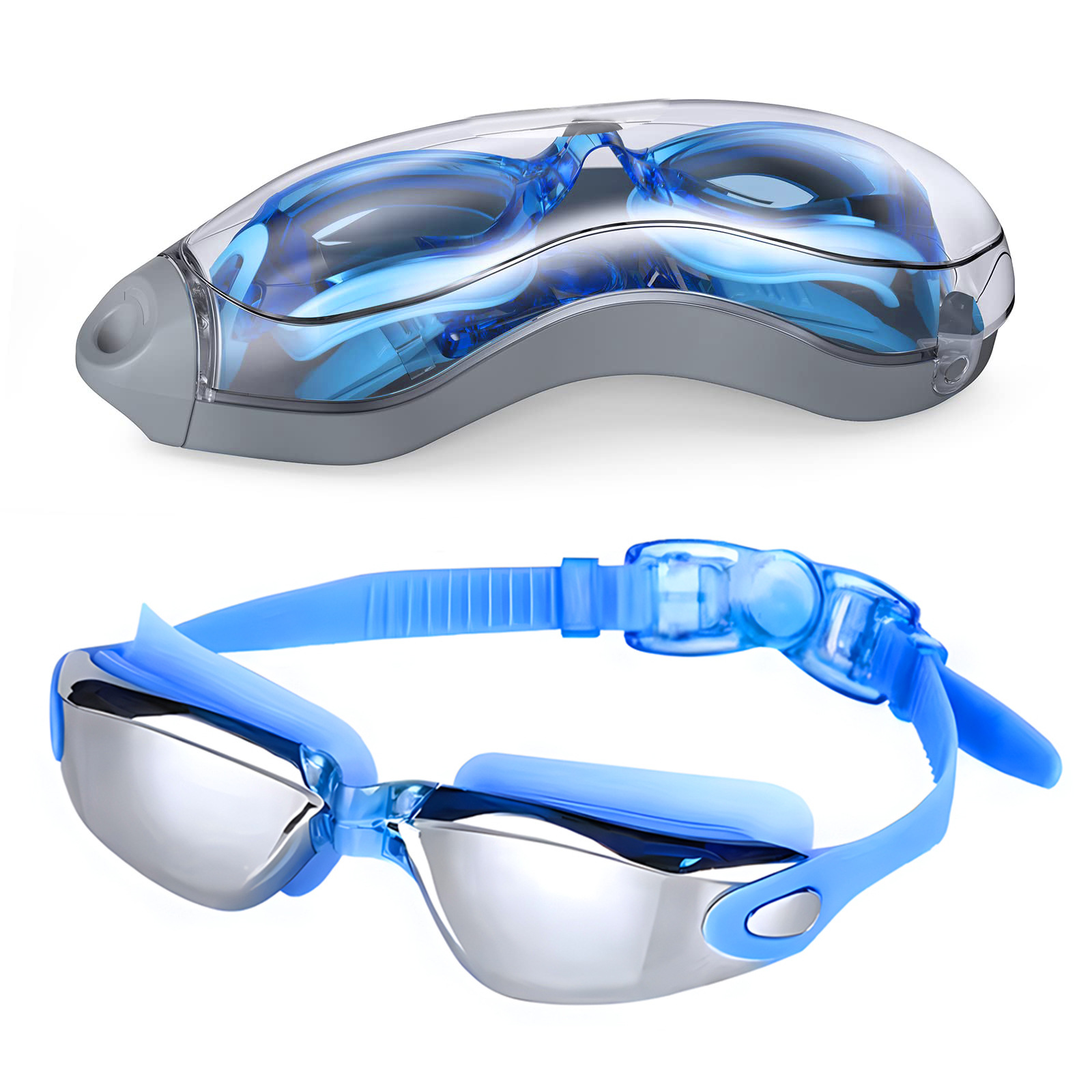 Picture of Adult Professional Training Swimming Goggles Unisex Waterproof Anti-Fog Competition Silicone Large Frame Swimming Goggles Equipment Wholesale