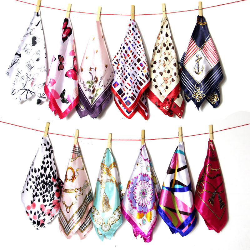 Picture of Korean Style New Autumn and Winter Small Silk Scarf Women's Imitation Silk Versatile Professional Small Square Scarf Manufacturer Wholesale Hangzhou Silk Scarf