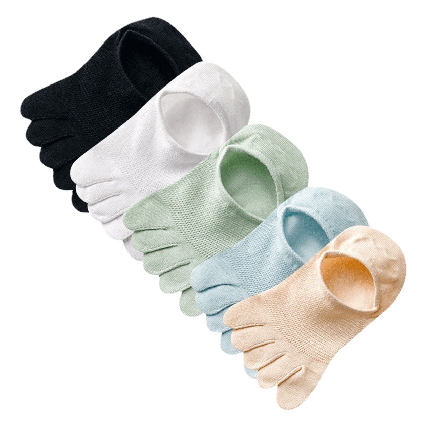 Socks Women's Boat Socks Summer Thin Cotton Socks Five-finger Socks Ins Trendy Breathable Sweat Absorbing Shallow Mouth Invisible Toe Short Socks Summer