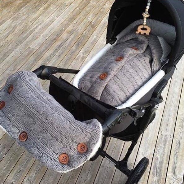 Picture of Spring Autumn Winter Knitted Sleeping Bag Baby Carriage Sleeping Bag Swaddling Cart Sleeping Bag Button Twist Sleeping Bag fleece-lined Thickened Bag