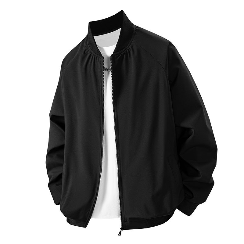 2025 Baseball Jacket Men's Spring and Autumn Trend Solid Color Loose Casual Flight Jacket Couple Outfit Versatile Jacket