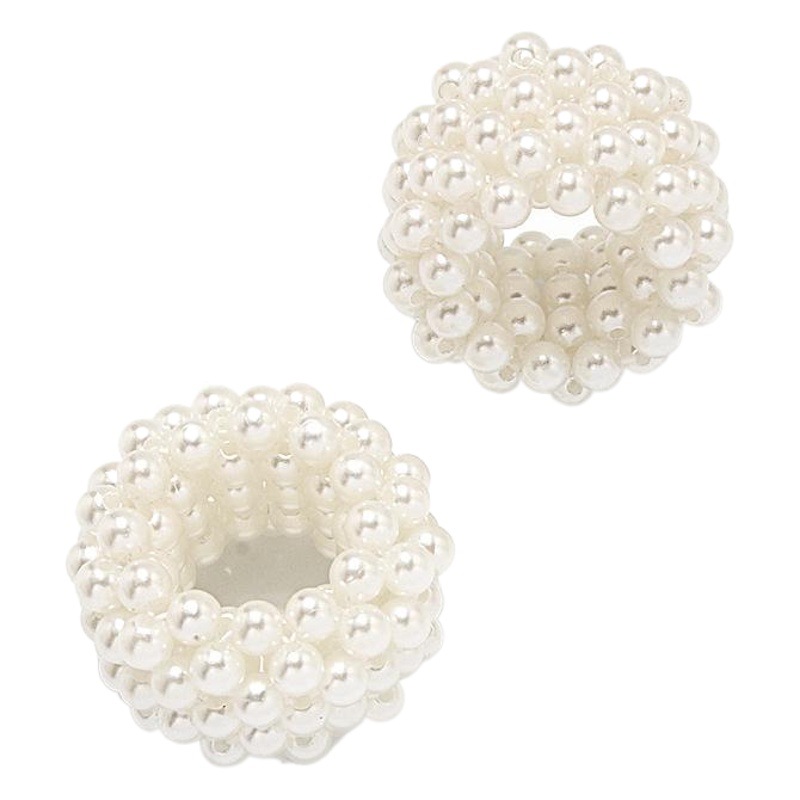 K-Style of Pearl Hair Rope Ponytail Buckle Headdress Ball Head High Elasticity Popular Ins Head Rope Leather Set Hair Tie Hair