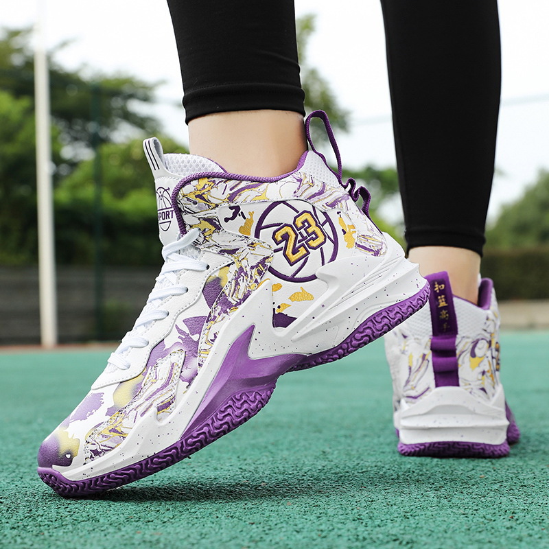 No.23 Alphabet Fashion Men's Practical Basketball Shoes Junior Senior high school Boys High-top sneaker Casual Running Shoes
