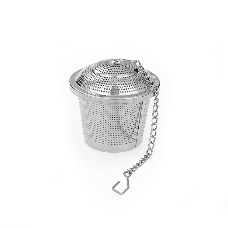 Picture of E-Commerce Stainless Steel 304 Tea Filter with Lid Chain Tea Barrel-Shaped Tea Drain Kitchen Weibao Tea Ball Tea Maker in Stock