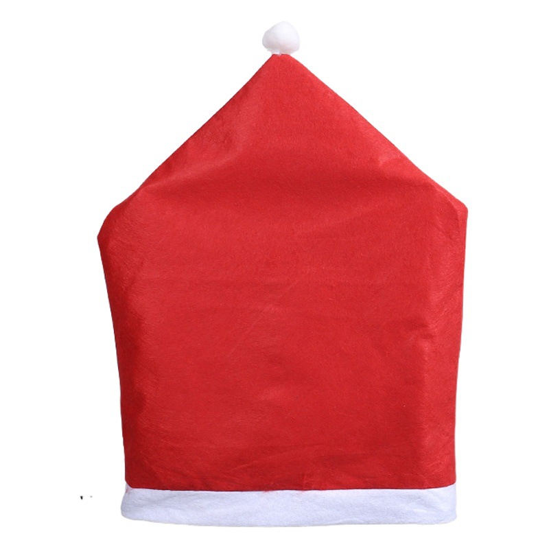 Non-woven Christmas Chair Cover Dining Table Decorations 2023 Amazon Red Christmas Hat Chair Cover Soft Feel
