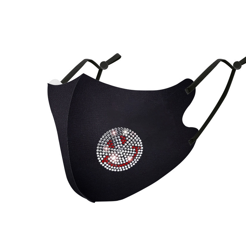 Picture of Trendy Colorful Rhinestone Ice Silk Mask Fashion European and American Style Dustproof Breathable Sun Protection Face Mask with Sparkling Rhinestones Uv Protection