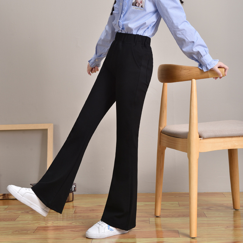 Picture of Girls' Pants Spring and Autumn Outer Wear 2024 New Fashion Children's Big Children's Stylish Black Flared Pants Trendy Trousers for Children