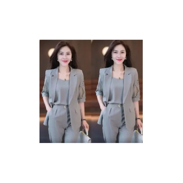 Picture of Professional Three-Piece Suit for Women 2025 New Fashion Summer Slimming and Western Style Harem Pants Suit Thin