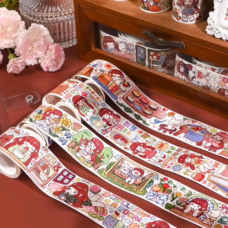 Picture of Sugar Doudou Series Special Oil Tape Cartoon Girl's Heart Hand Account Material and Paper Free Cutting DIY Decorative Stickers