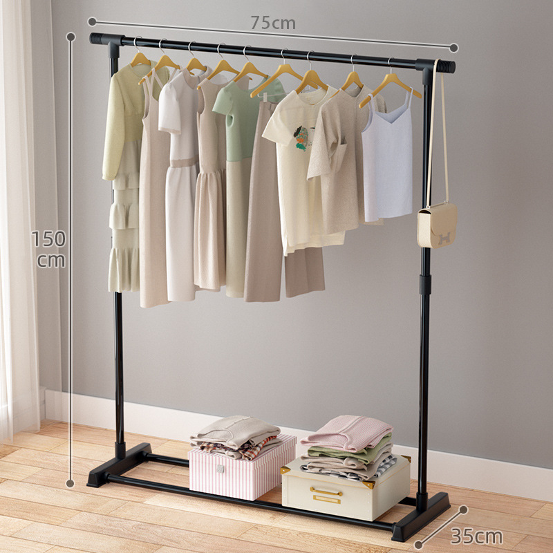 Picture of Hanging clothes rack floor-to-ceiling bedroom household coat rack simple clothes hanger drying rack indoor storage rack cooler pole