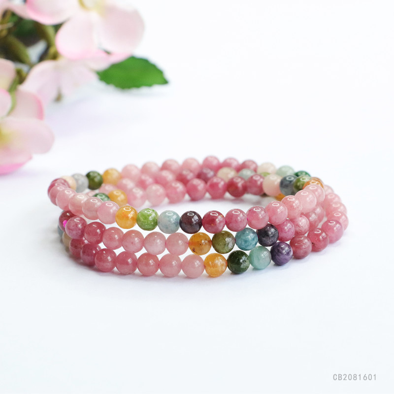 Juanyu Natural Tourmaline Bracelet Rainbow Crystal Multi-Ring Bracelet Women's Colorful Treasure Factory Live Supply Cb2081601