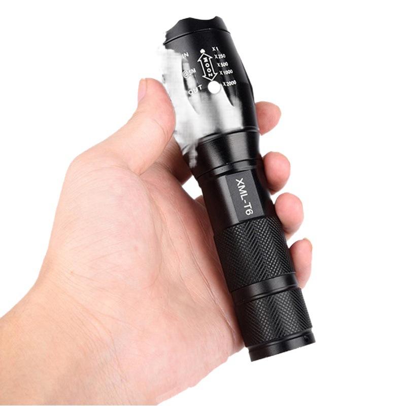 Temu cross-border telescopic zoom bright aluminum alloy flashlight waterproof outdoor night running riding patrol flashlight wholesale