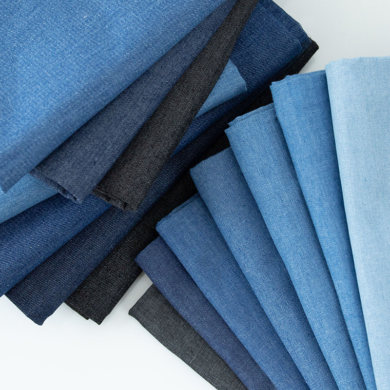Picture of Cotton 32 Plain Yarn-dyed Washed Denim 4.5 oz Spring/Summer Jeans Shirt Fabric Spot Supply
