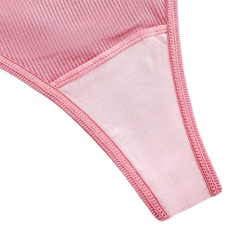 Plus Size Fruit Print Ribbed Girl Pink Underwear Sexy Low Waist Pure Cotton Crotch Ice Silk Women's Thong Underwear