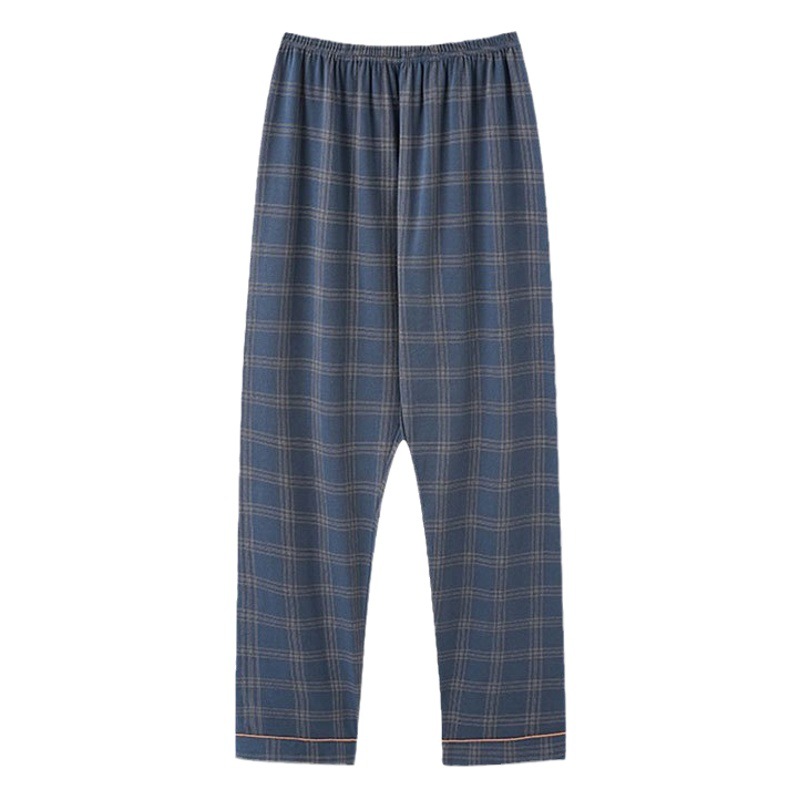 Plaid Pajama Pants Men's Summer Pure Cotton Casual Pants Air Conditioning Pants Thin Spring and Autumn plus size Imitation Cotton Home Pants for Outer Wear