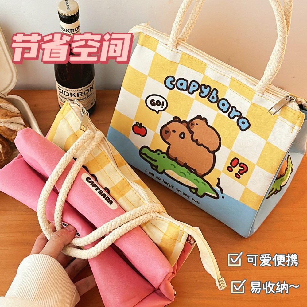 Original Cute Portable Lunch Bag Office Student Large Capacity Lunch Box Bag High Color Value Insulated Lunch Box Bag