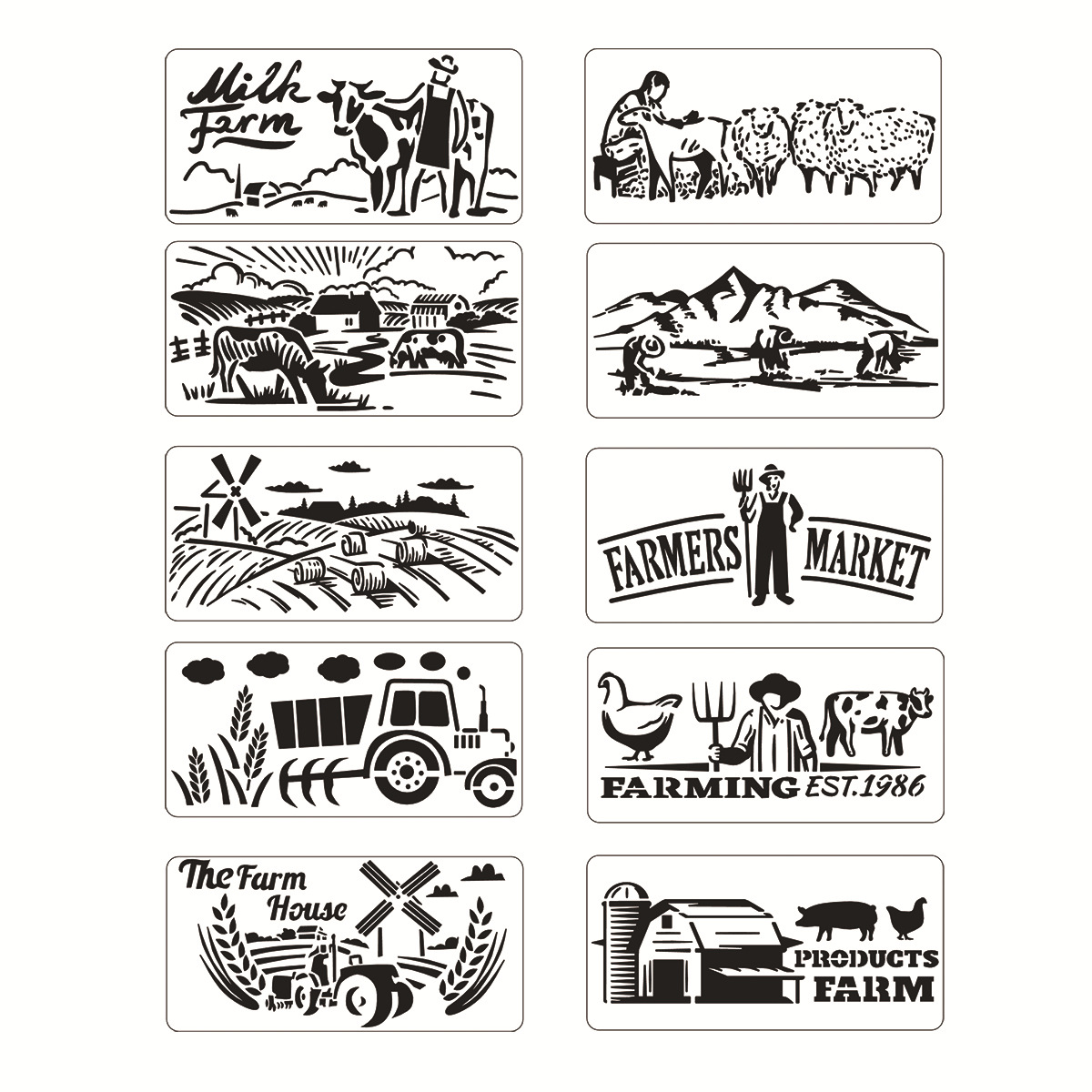 New cross-border painting template handmade farm diy home decoration graffiti door large size spray mold