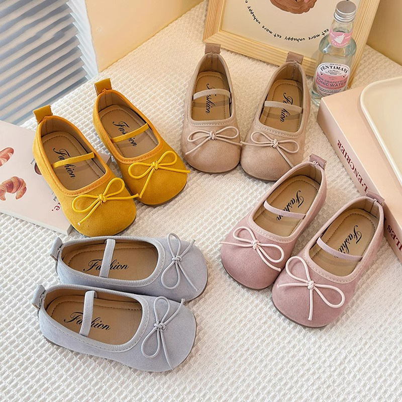Girls' Small Leather Shoes 2025 Spring and Autum New Kidsren's Performance Princess Shoes Toddler Shoes Soft Sole Bow Flats
