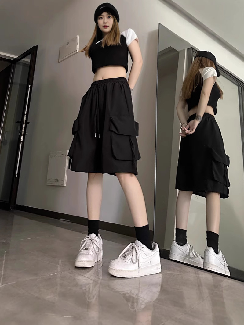 Sports Shorts American Style 2025 Summer New Style Thin Wide Leg Casual Slimming All-match Overalls Women's Trendy