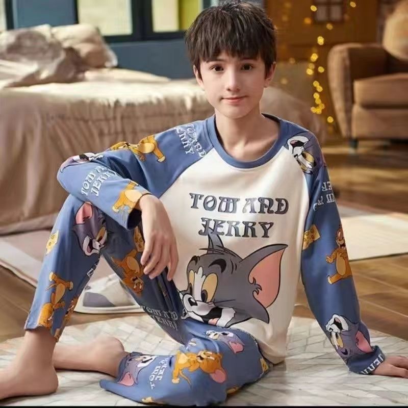 Picture of [Support delivery] Tyrannosaurus spring and autumn middle and big boys autumn clothes long pants bottoming warm outerwear pajamas