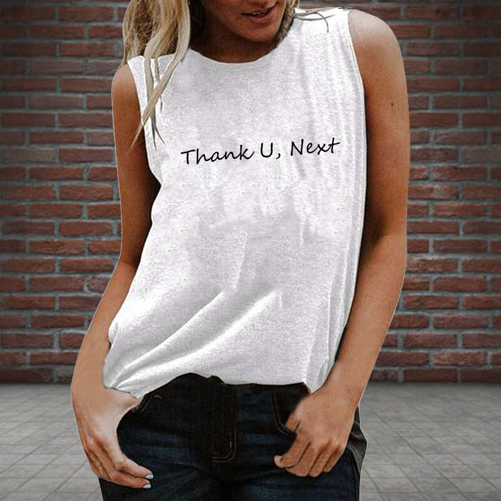 Spring 2020 cross-border new Thank U letter print pattern women's T-shirt sleeveless vest 170