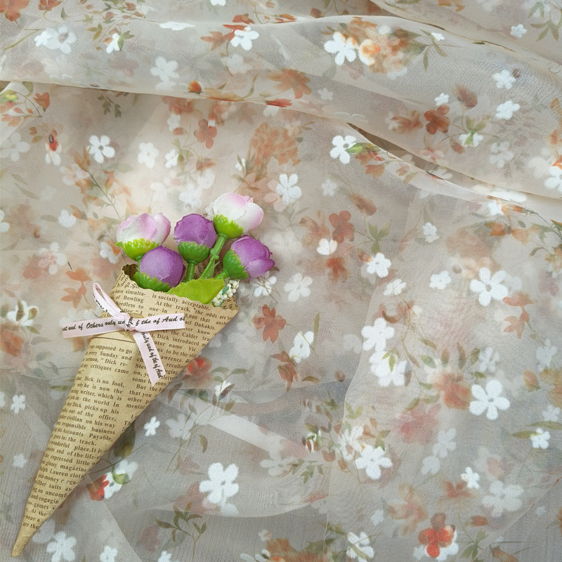 Encryption organza printed embroidery fabric wedding dress baby dress performance clothing jewelry crafts and other fabrics
