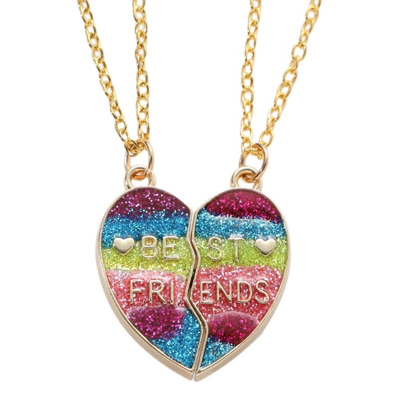 Amazon cross-border new letter best friends good friend necklace magnetic gradient color love pendant