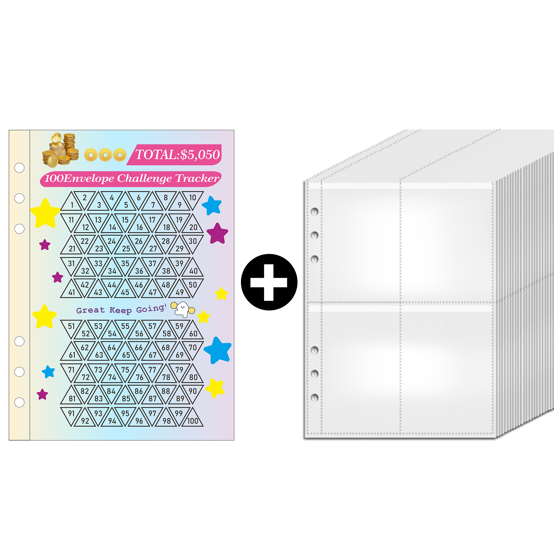 Picture of 100EnvelopeChallenge magic color macaron loose-leaf couple envelope challenge saving money book